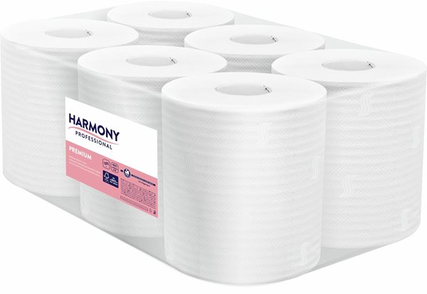 Harmony Profesional Maxi papírové ručníky v roli 2 vrstvé - bílé ( 6 rolí )