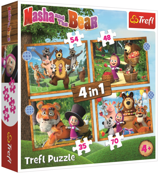 Puzzle Máša v lese 4 v 1