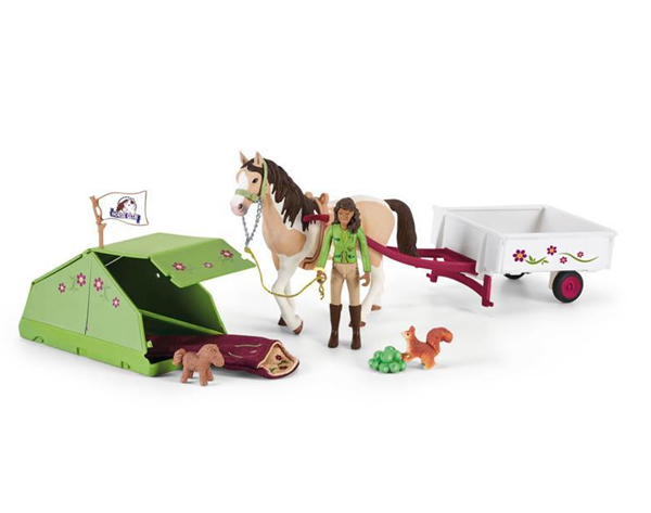 Schleich 42533 Sarah s koníkem a zvířátky kempují