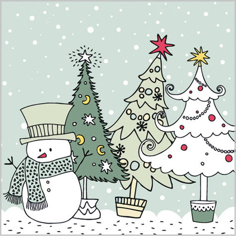 Stil Ubrousky 33 x 33 Vánoce - Sněhulák se stromečky