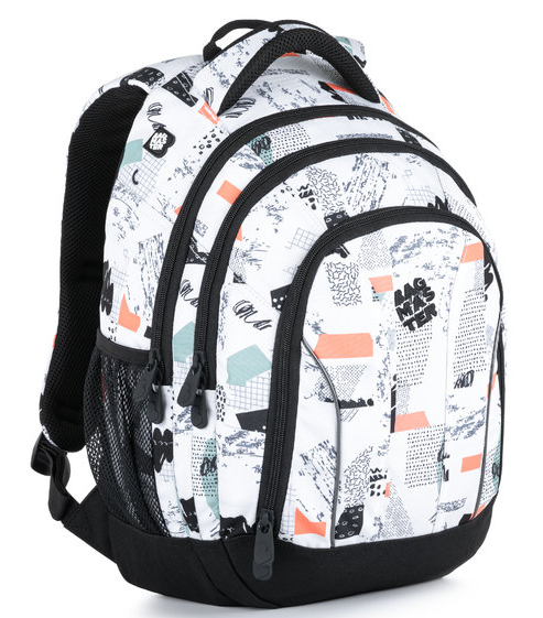 Studentský batoh Bagmaster - SUPERNOVA 21 A WHITE/BLACK/ORANGE/GREEN