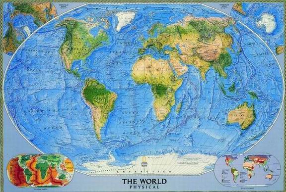 Svět - obecně zeměpisný - 1:38 931 000 - nástěnná mapa /National Geographic/ - 109x76 cm