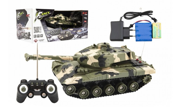 Tank RC plast 27 cm 27 MHz na baterie+dobíjecí pack se zvukem