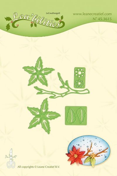 Vyřezávací a embosovací kovová šablona - Vánoční hvězda s větvičkou ( 5 ks )