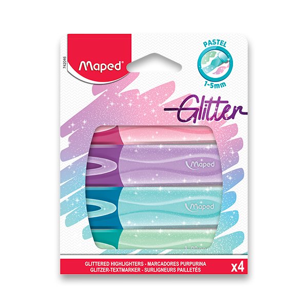 Zvýrazňovač MAPED Fluo Peps Classic Glitter - sada 4 barev