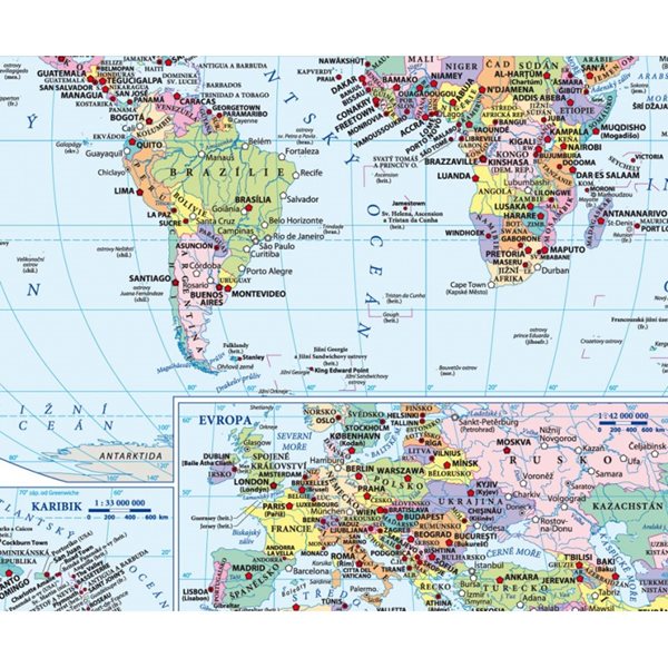 Podložka Svět fyzická a politická mapa 1: 85 mil. - 30x42