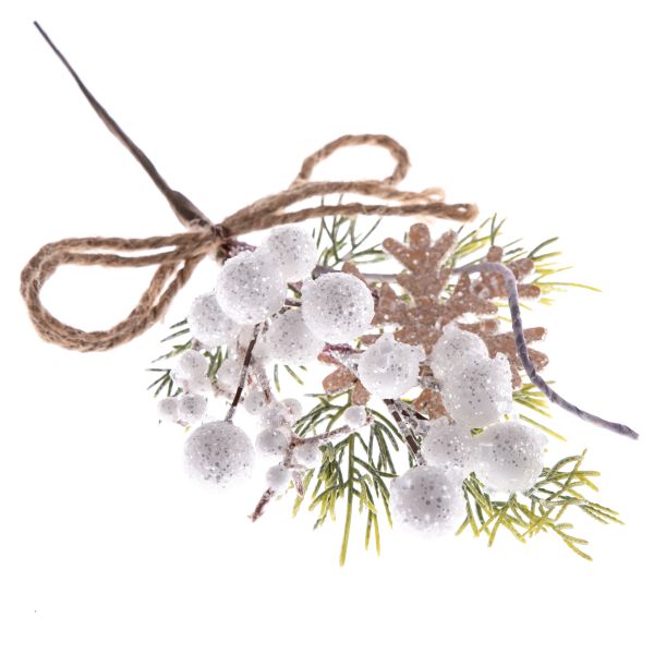 Zimní dekorativní větvička - bílá