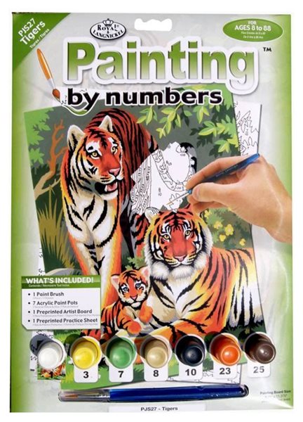 Malování podle čísel 22x30 cm - Tygří rodinka