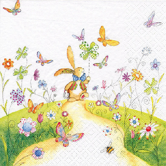 Stil Ubrousky 33 x 33 Velikonoce - zajíček s motýlky