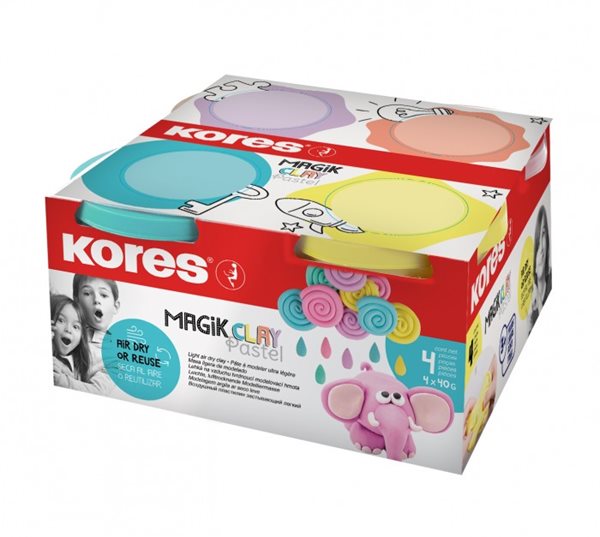 Kores Modelovací hmota MAGIK CLAY Pastel - 4 × 40 g