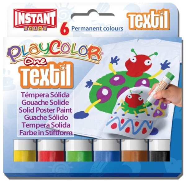 Playcolor - tuhé temperové barvy na textil 6 kusů
