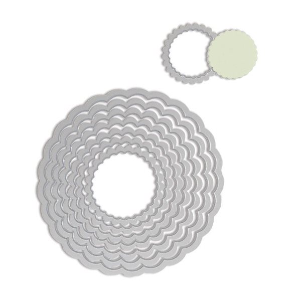 Sizzix Vyřezávací kovové šablony Framelits - Kruhy vroubkované (8ks)