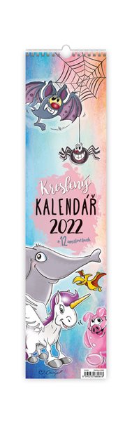 Kalendář nástěnný 2022 vázanka - Kreslený - 12x48 cm