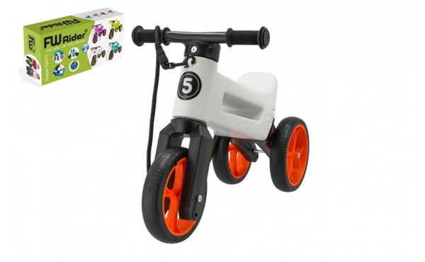 Odrážedlo FUNNY WHEELS Rider SuperSport bílá/ oranžová 2 v 1+ popruh