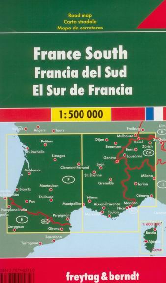 Francie -jih- mapa Freytag&Berndt 1:500t - skládaná mapa