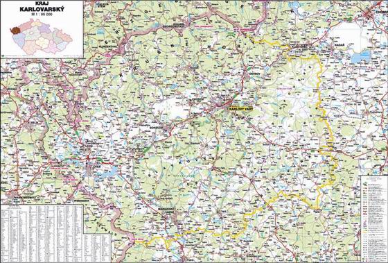 Kraj - Karlovarský -ZES- 1:95 000 - nástěnná mapa - 113x80cm