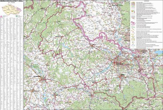 Kraj - Moravskoslezský -ZES- 1:150 000 - nástěnná mapa - 113x81cm