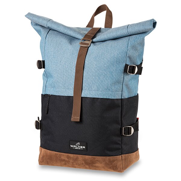 Studentský zavinovací batoh WALKER Roll-up Two - Washed Blue/Anthracite