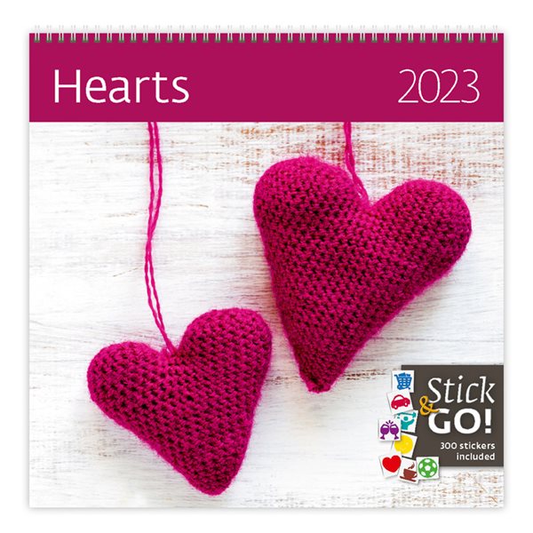 Kalendář nástěnný 2023 Label your days - Hearts - 30x30 cm