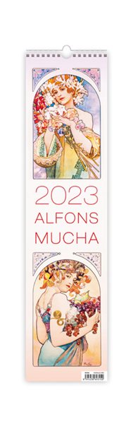 Kalendář nástěnný 2023 vázanka - Alfons Mucha - 12x48 cm
