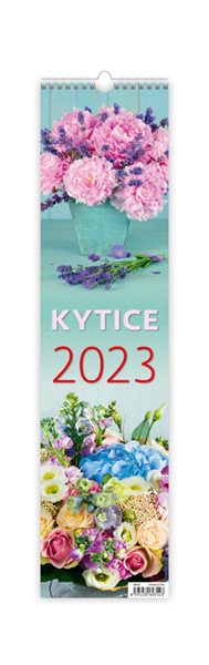 Kalendář nástěnný 2023 vázanka - Kytice - 12x48 cm