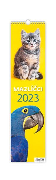 Kalendář nástěnný 2023 vázanka - Mazlíčci - 12x48 cm
