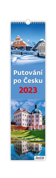 Kalendář nástěnný 2023 vázanka - Putování po Česku - 12x48 cm