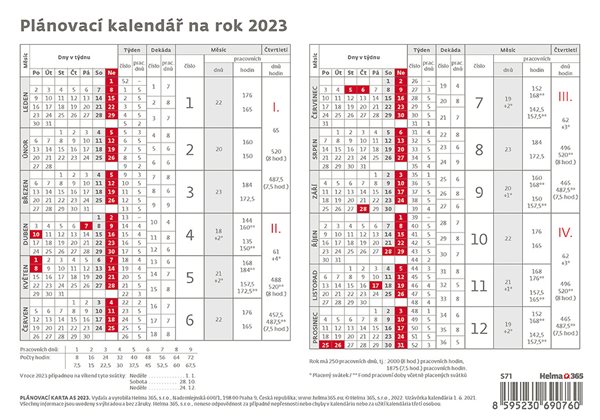 Kalendář stolní 2023 - Plánovací karta - 21