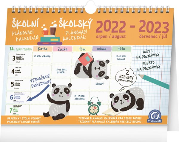 Školní plánovací kalendář 2022/2023 s háčkem