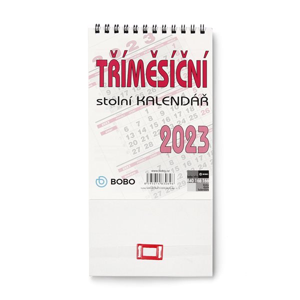 BOBO Kalendář stolní 2023 tříměsíční - 110 × 156 mm