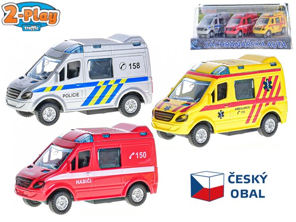 2-Play Traffic sada aut záchranných složek CZ 8 cm kov na zpětný chod
