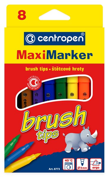 Centropen Popisovač BRUSH 8773 se štětcovým hrotem - sada 8 barev