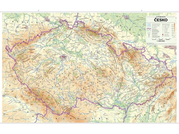 Česko – nástěnná mapa reliéf a povrch