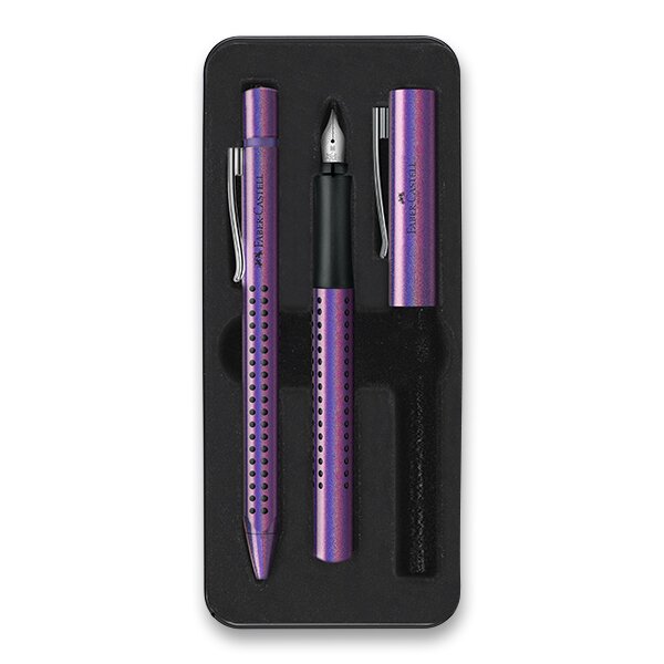 Dárková psací sada plnicí + kuličkové pero Faber-Castell Grip Edition Glam - perleťová