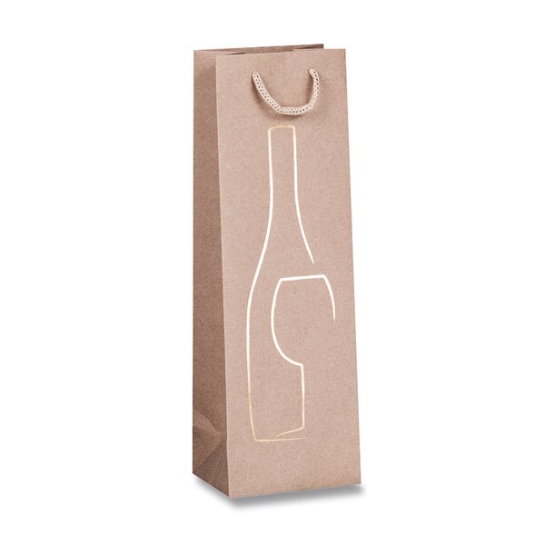Dárková taška na láhev Stampa a Caldo 12 × 37 × 9 cm - béžová