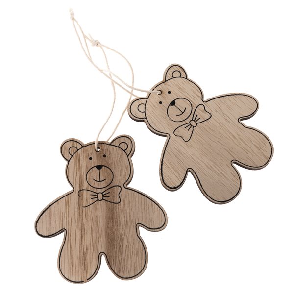 Dřevěný závěsný medvídek - sada 2ks
