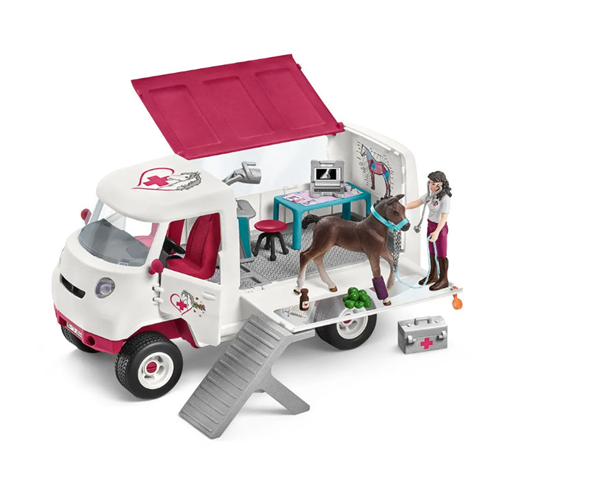 Schleich 42439 Mobilní veterinární klinika s klisnou a ošetřovatelem