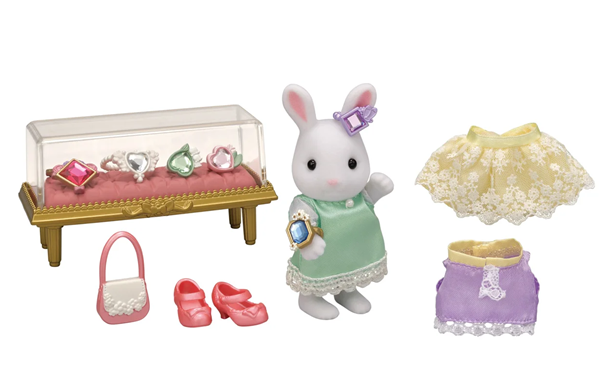 Sylvanian family Město - bílý králík se šperky a drahokamy