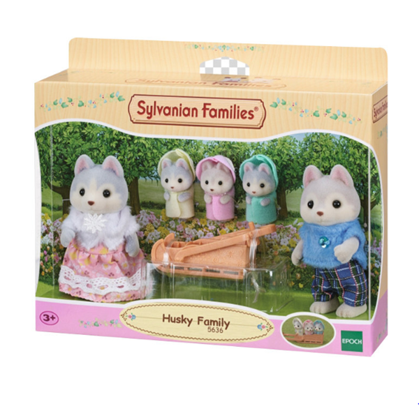 Sylvanian family Rodina Husky s trojčaty