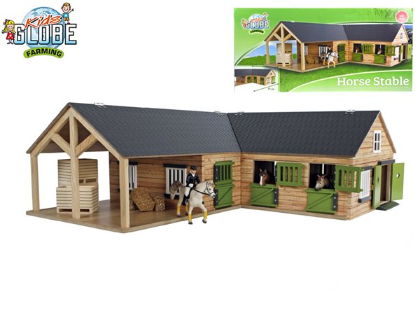 Kids Globe Farming stáj pro koně dřevěná 68 x 77 x 27cm