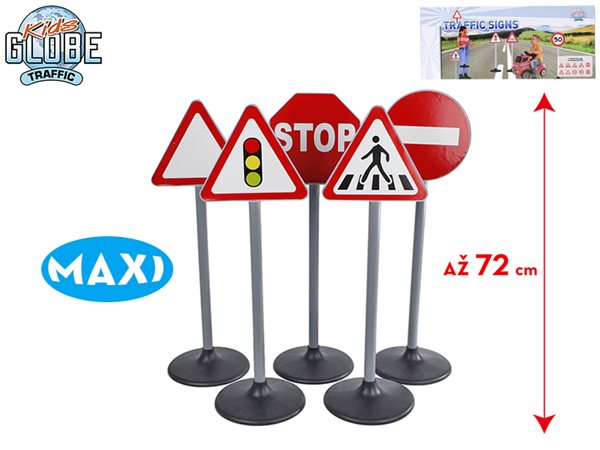 Kids Globe Traffic maxi dopravní značení oboustranné 69 - 72 cm s nálepkami