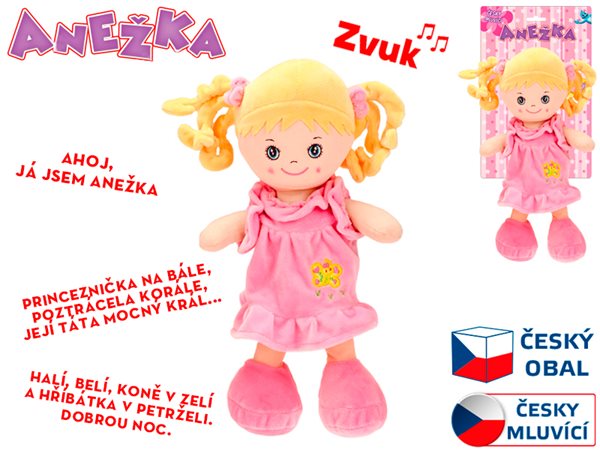 Panenka Anežka 36 cm na baterie česky mluvící a zpívající blondýna