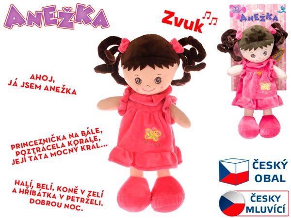 Panenka Anežka 36 cm na baterie česky mluvící a zpívající brunetka