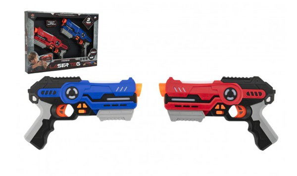 Pistole 2 ks laser game plast 25 cm na baterie se zvukem a světlem