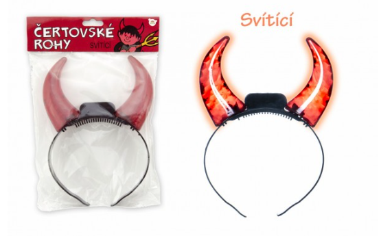 Rohy čertovské svítící plast 15 cm na baterie