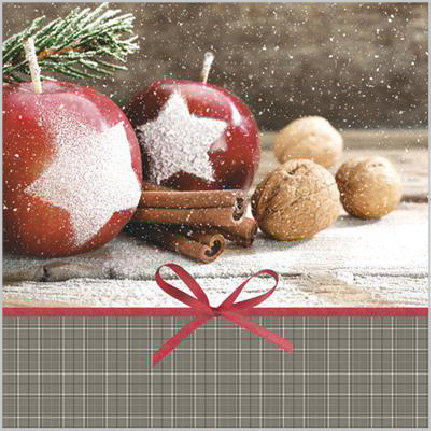 Stil Ubrousky 33 × 33 Vánoce - Zasněžená jablka se skořicí a ořechy