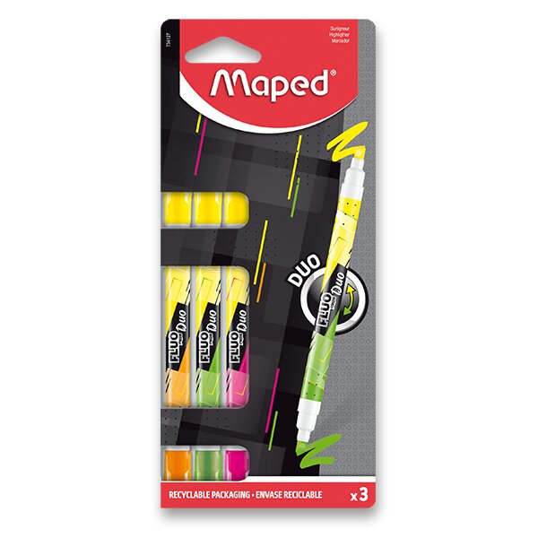 Zvýrazňovač MAPED Fluo Peps Duo Neon - sada 3 ks