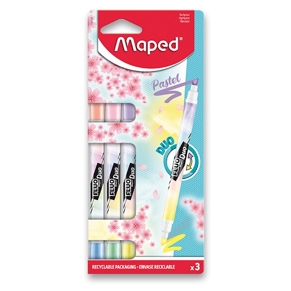 Zvýrazňovač MAPED Fluo Peps Duo Pastel - sada 3 ks