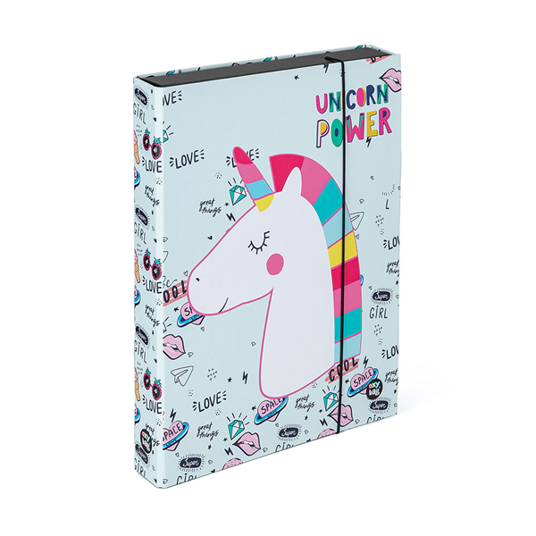 Desky na sešity s boxem A4 Jumbo - Unicorn power