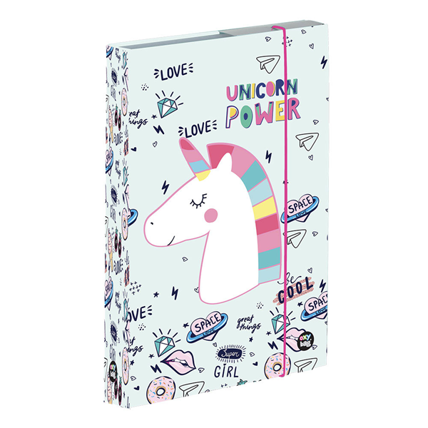 Desky na sešity s boxem A5 Jumbo - Unicorn power